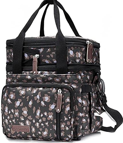  Dult Lunch Box For Work, Expandable Large Lunch Bags For Women Men, Leakproof Double Deck Lunch Box Cooler Tote Bag With Removable Shoulder Strap (Grey)