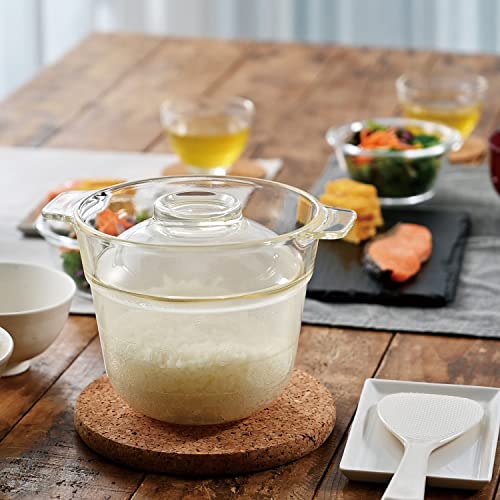 Hario ARIO XRCP-1 Ippeya Heat-Resistant Glass, 0.5 - 1 Cup, Can See Contents In The Microwave, Easy Cooking, 10 Minutes, Home Rice, For Single Use