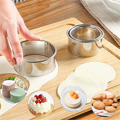  Cookie Cutters - Biscuit Cutters/Stainless Steel Dumpling Cutters/Cake Pastry Cutters / Cake Cookie Scone Cutters Molds Stamps For Cooking Baking ( 3Pcs, Round Edge)