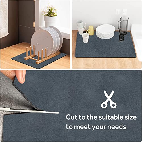  Coffee Bar Mat For Bar Accessories 27.56''x19.69'' Coffee Mat Hide Stain Rubber Backed Absorbent Dish Drying Mat For Kitchen Counter, Fit Under Coffee Maker Espresso Machine(Navy Blue)