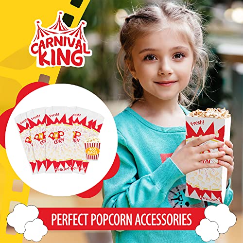  400 Popcorn Bags, Popcorn Machine Supplies Set, 1 Oz Grease Resistant Paper, Popcorn Bags For Popcorn Machine, Grease Resistant, Carnival Themed, Made In The USA (400)