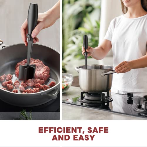  Meat Chopper, Hamburger Chopper, Premium Heat Resistant Masher And Smasher For Hamburger Meat, Ground Beef, Ground Turkey And More, Nylon Ground Beef Chopper Tool And Meat Fork, Non Stick Mix Chopper