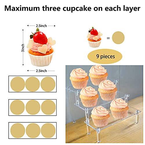  Crylic Riser Display Stand Shelf Clear 3 Tier Display Shelves Compatible With F-Pops Figures Cupcake Stand Food Dessert Holder Collections Cosmetic Perfume Organizer Product Tabletop Use (9"X 8"X 6")