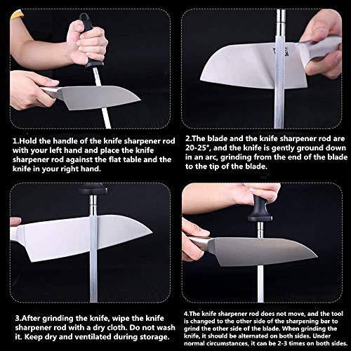  Knife Sharpener Rod, Fanerfun 13 Inch Carbon Steel Professional Knife Sharpening Steel, Knife Sharpener With Hanging Holes (13 Inches)