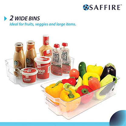  6-Pieces Organizer Bins For Refrigerator, Freezer, Drawer And Pantry BPA-Free