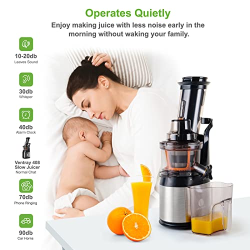  Slow Press Masticating Juicer,Easy To Clean,BPA Free,Vegetable,Fruits Juice,Compact,Black