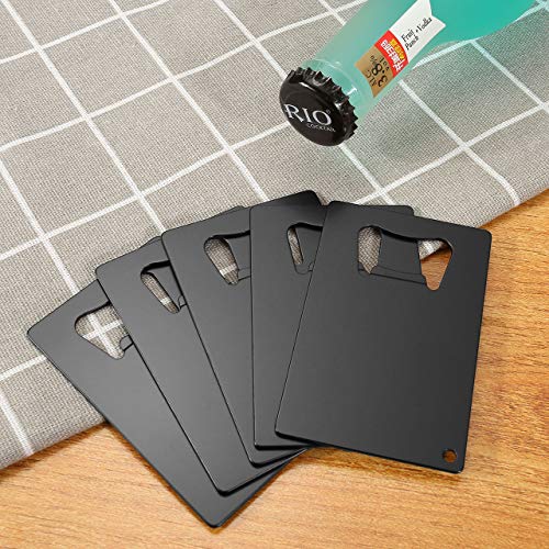  Wallet Bottle Opener, Cool & Funny Card Size Party Wedding Favors Beer Bottle Opener For Guest,Stainless Steel (#1 Black 5 & White 5, 1)