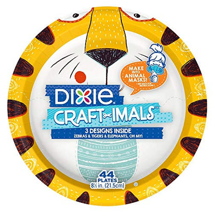  Dixie CRAFT-IMALS Kids Mask, Craft, Everyday Plate, 9" Plate, 44 Count
