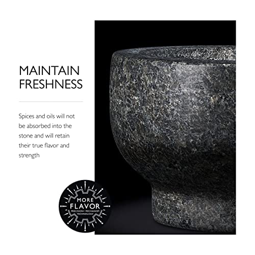 Cole & Mason 5.5-inch Granite Mortar & Pestle - Unpolished Stone Mortar & Pestle For Kitchen - Large Grinding Bowl For Herbs And Spices - Grey, 4 Pounds