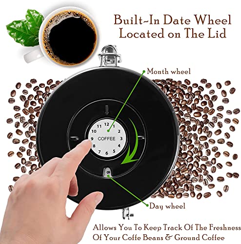  Bronze Stainless Steel Airtight Coffee Container With Date Tracking For All Types Of Coffee, Vacuum Sealed Airtight Container, Coffee Jar 16 Ounces, Coffee Grounds Container, Coffee Tin