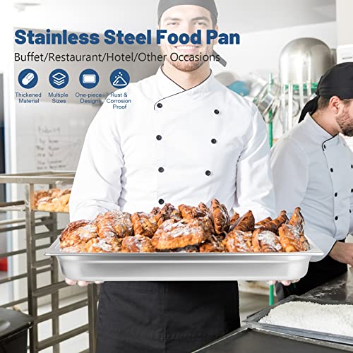  Hotel Pan Full Size Stainless Steel Steam Table Pan, 2.6’’ Deep Chafer Food Pan, Pack Of 6 Stackable Anti-Jam Steam Pan For Hotel, Restaurant Supplies, Party, Buffet And Event Catering