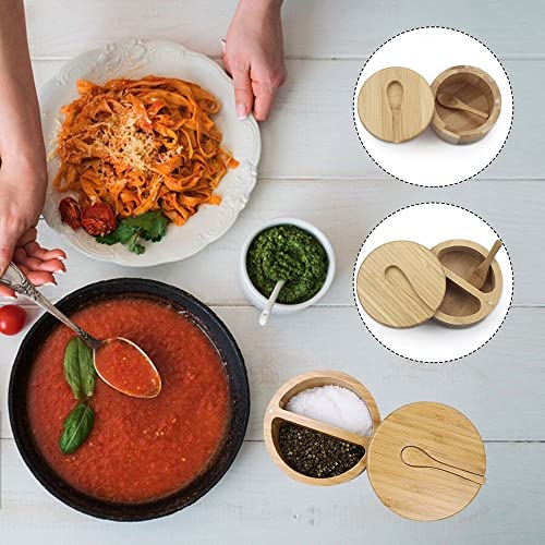  Bamboo Big Dipper Large Salt Cellar With Spoon And Magnetic Swivel Lid, 10 Ounce Storage Box