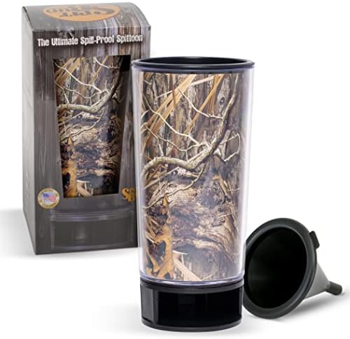  Ossy Oak Shadow Grass Blades By Spit Bud - The Ultimate Spittoon For Chew - Portable Dip & Snuff Cup With Lid, Pop Tab, Spill-Proof Funnel, Can Cutter & Holder - Fit In Cup Holders - Holds 8oz - Made In USA