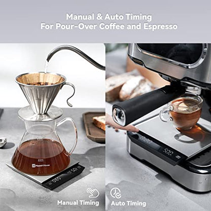  Coffee Scale With Timer, Maestri House Espresso Scale, 0.1g Accurate Rechargeable Scale For Espresso And Pour-Over Coffee, Stainless Steel For Keeping Clean, Digital LCD Weigh Scale, Kitchen Scale