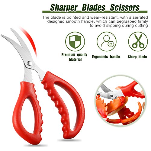  Kitchen Seafood Scissors Multifunctional Stainless Steel Shears Seafood Fish Crab Shrimp Lobster Scissors For Kitchen Seafood Peeling Tools (3, Red)