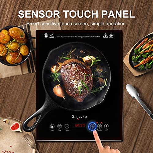  Portable Hot Plate Electric Cooktop, 1800W Single Countertop Burner With 9 Power Levels, Infrared Ceramic Burner For Cooking, Sensor Touch, 4-hour Timer, Safety Lock