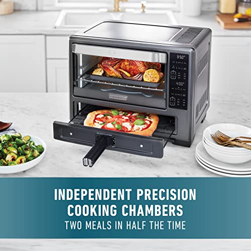  Performance 12-in-1 Air Fry Toaster Oven With Dual Zone 12" Pizza Drawer Oven Combo,Digital Precision Controls, Dark Stainless