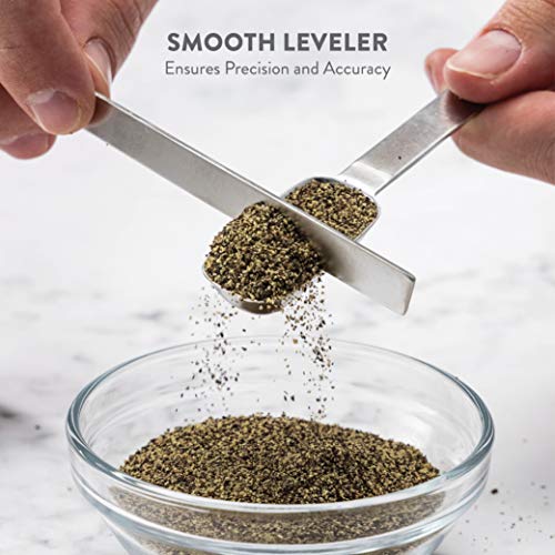  Premium Stainless Steel Measuring Spoons Set - 7-Piece Kitchen Measuring Spoons With Leveler - Slim Design Fits In Spice Jars - Metal Measuring Spoon Set For Dry, Liquid Ingredients Cooking & Baking.