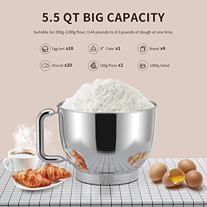  Stand Mixer, Zuccie 4.5L Mixers Kitchen Electric Stand Mixer, 380W Motor Power Food Mixer, 8+P-Speed Dough Mixer With Dough Hook, Wire Whip & Beater, Black