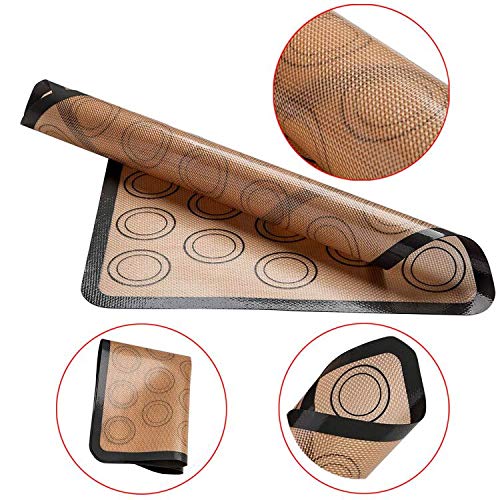  Macaron Silicone Baking Mats, Jsdoin Reusable Nonstick Macaron Parchment Paper, Baking Supplies Set, Include 2 Sheet Macaron Parchment Paper(16"x11.8"), 12 Piping Tip, 2 Piping Bag And 2 Bag Tie