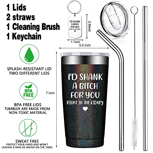  Best Friend Gift For Women - Funny Friendship Birthday Gifts For Friends Female, Bestie, BFF - Sister Gifts From Sister - 20oz Vacuum Insulated Wine Tumbler With Keychain