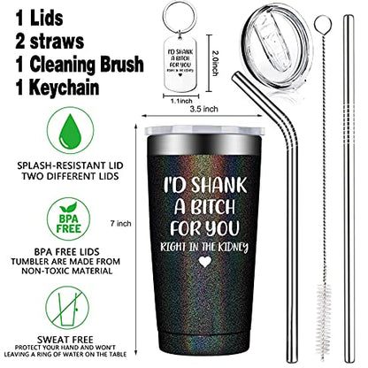  Best Friend Gift For Women - Funny Friendship Birthday Gifts For Friends Female, Bestie, BFF - Sister Gifts From Sister - 20oz Vacuum Insulated Wine Tumbler With Keychain