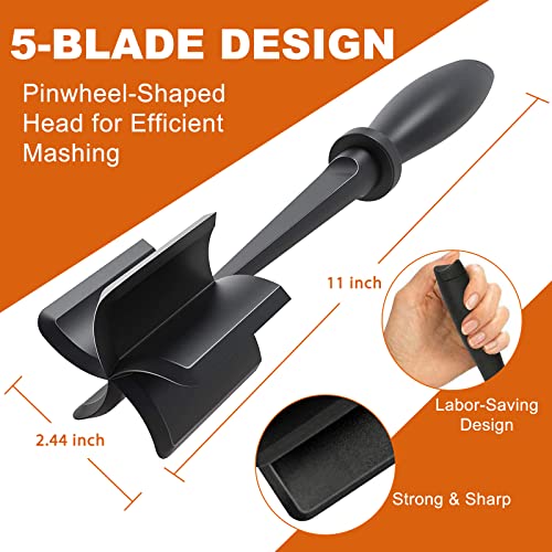  Eat Chopper, Heat Resistant Meat Masher For Ground Beef, Hamburger Meat, 5 Curve Blade Hamburger Chopper, Ground Meat Smasher Ground Beef Chopper, Mix And Chop Kitchen Tool & Meat Browning Utensil