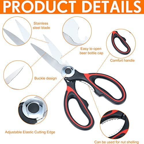  4 Pack Kitchen Shears With Covers Heavy Duty Kitchen Scissor For General Use Multi Function Stainless Steel Kitchen Shears Dishwasher Safe For Food Meat Chicken Poultry Fish Meat Vegetables BBQ