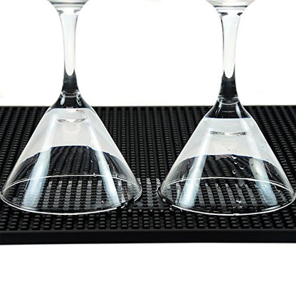  18"x12" PVC Bar Service Mat For Cocktail Bartender (Black 2-Pack)