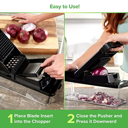  9-in-1 Vegetable Chopper & Mandoline Slicer For Kitchen - Veggie Chopper Vegetable Cutter, Food Chopper, Onion Chopper Dicer, Veggie Chopper With Container, Vegetable Chopper With Container - Black