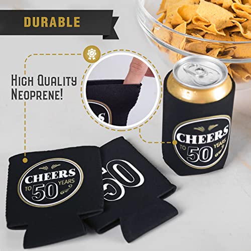  50th Birthday Can Coolers (12 Pack) - Cheers To 50 Years , Happy 50th Birthday Decorations For Men , Over The Hill Party Supplies 50th Birthday Party Favors For Guests , 50 Year Old