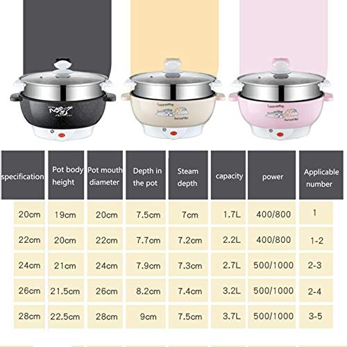  Electric Hot Pot, Nonstick Electric Skillet With Lid, 4 In 1 Multifunction Electric Cooker Skillet, With Anti Scalding Handle, For Cooking Egg, Fried Rice, Ramen, Soup,Pink,22cm