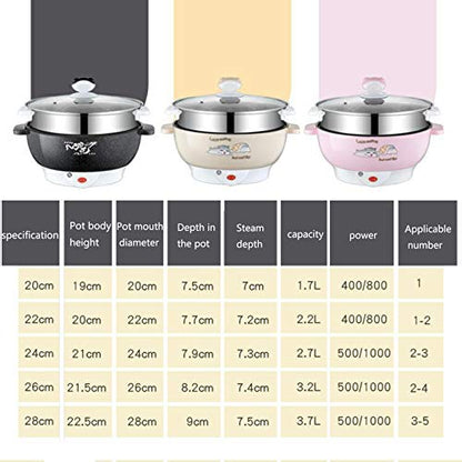  Electric Hot Pot, Nonstick Electric Skillet With Lid, 4 In 1 Multifunction Electric Cooker Skillet, With Anti Scalding Handle, For Cooking Egg, Fried Rice, Ramen, Soup,Pink,22cm