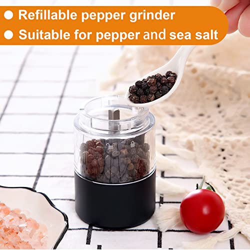  Electric Pepper Grinder Mill, USB Rechargeable Salt And Pepper Grinder With Ceramic Grind And LED Light, Adjustable Coarseness And Refillable Glass, No Battery Needed - Black