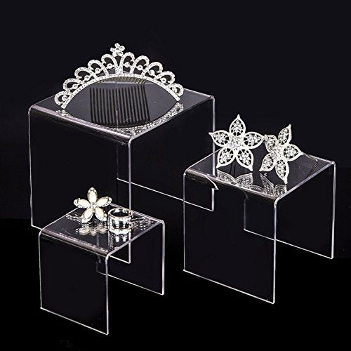  ® 3'' 4'' 5'' -6 PC Clear Acrylic Display Riser Jewelry Showcase Fixtures, Food Display Riser (Set Of 2)