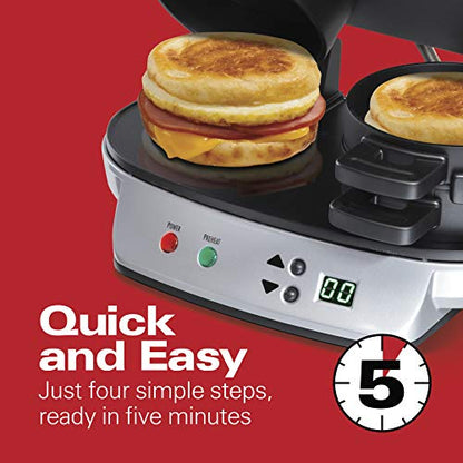 Hamilton Beach Dual Breakfast Sandwich Maker With Timer, Silver (25490A)