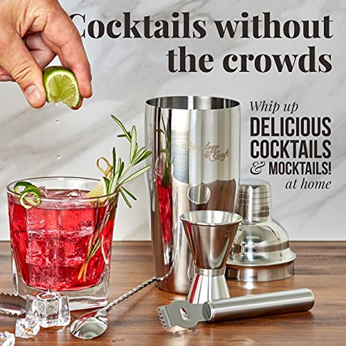  Bartender Kit - 15 Piece Set Including Cocktail Shaker And Bar Accessories, Perfect For Drink Mixing At Home, Plus Exclusive Recipe Cards