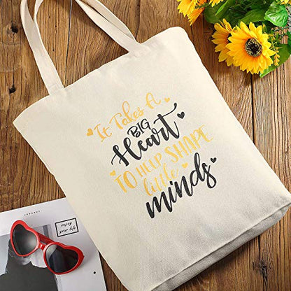  Frienda 2 Pcs Teacher Tote Bags Canvas Teacher Appreciation Bags For Women Reusable Teacher Gift Bag For School Supplies