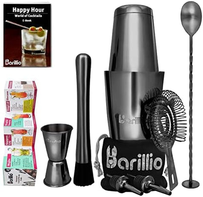  Ston Shaker Cocktail Shaker Set | Professional Bartender Kit With Weighted Martini Mixer, Hawthorne Strainer, Jigger, Mojito Muddler, Mixing Spoon & 2 Liquor Pourers……