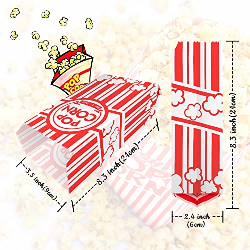  200 Pcs Paper Popcorn Bags, Popcorn Container Red And White Concession Stand Supplies Movie Theme Party Supplies Popcorn Holder