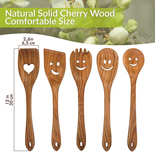  Spatula Set Cherry Wood Spurtle Supplies Cast Scraper Wooden Spoons For Cooking Smile Coocking Multipurpose Utensil