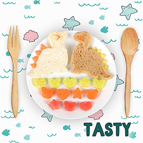  Sandwich Cutters Set 24 For Kids, Holiday Heart Shaped Cookie Cutters Vegetable Fruit Cutter Shape For Boys & Girls With Micky Mouse, Dinosaur, Star, Gingerbread Man Shapes-Food Grade Stainless Steel