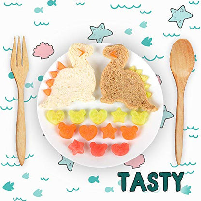  Sandwich Cutters Set 24 For Kids, Holiday Heart Shaped Cookie Cutters Vegetable Fruit Cutter Shape For Boys & Girls With Micky Mouse, Dinosaur, Star, Gingerbread Man Shapes-Food Grade Stainless Steel