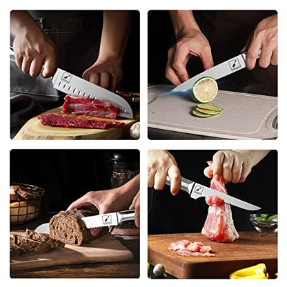  Knife Set,imarku 16-Piece Premium Knife Sets For Kitchen With Block,Japanese Stainless Steel Kitchen Knife Set,Knife Block Set With Kitchen Sharpener,Dishwasher Safe(Brown)