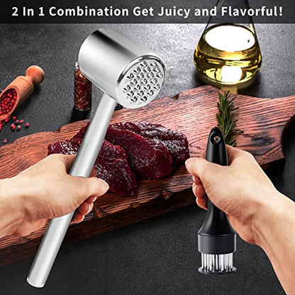  ChefVille MT02 2-in-1 Meat Tenderizer Tool, Meat Mallet, Meat Tenderizer Hammer For BBQ, Chicken, Steak, Fish