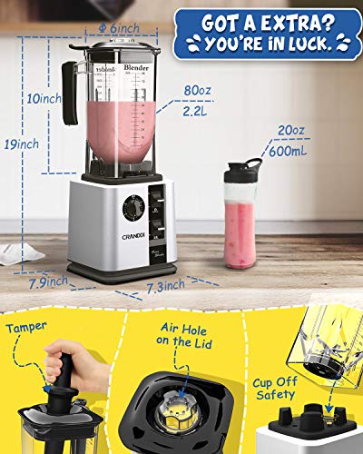  Professional Commercial Blender 1800W, 80oz BPA-Free Jar, High-Speed Blenders For Shakes And Smoothies, Variable Speed, Self-Cleaning, K95-S