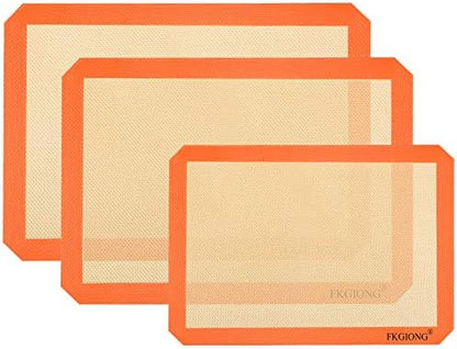 Silicone Baking Mat - Nonstick Large Baking Mat Set Of 3-2 Half Sheets Mats (11 5/8" X 16 1/2") + 1 Quarter Sheets - Extra Thick Reusable Bakeware Mats For Cookies, Pastry, Bread, Bun, Fondant