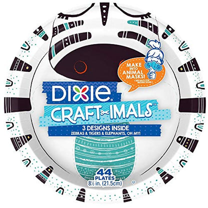 Dixie CRAFT-IMALS Kids Mask, Craft, Everyday Plate, 9" Plate, 44 Count