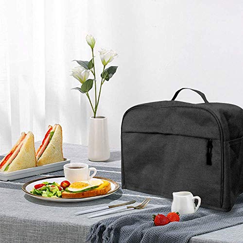  Toaster Cover UCARE 4 Slice Toaster Dust Cover With Side Pocket Can Hold Personalized Pocket Knife Tear Resistant And Waterproof Fit Most 4 Slice Toaster (Black, 16” X 7.5” X 8”)