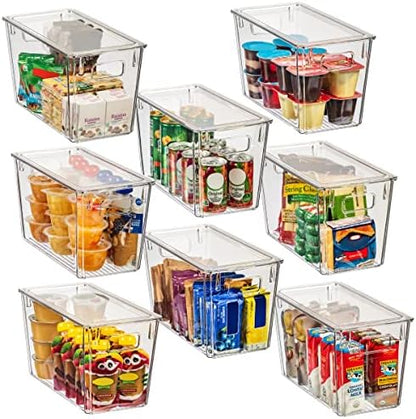 Plastic Storage Bins With Lids – Perfect Kitchen Organization Or Pantry Storage – Fridge Organizer, Pantry Organization And Storage Bins, Cabinet Organizers